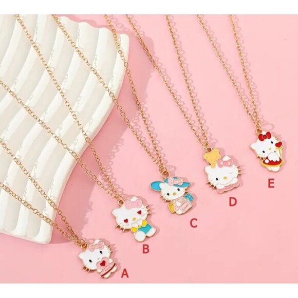 Hello Kitty Gold-Tone Enamel Necklaces – 5-Piece Pendant Charms - Picture 1 of 5